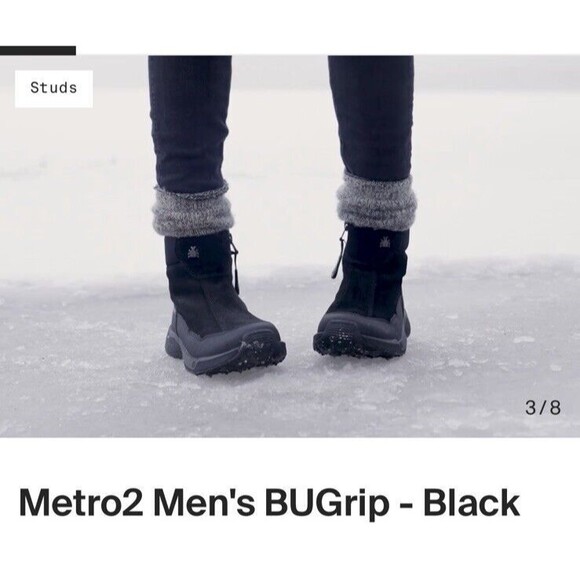 New ICEBUG Metro2 BUGrip Snow Boots Black Men Sz 11.5 Warm Traction Studs Comfor main image 9